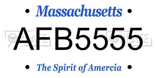 AFB5555 Massachusetts License Plate