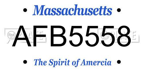 AFB5558 Massachusetts License Plate