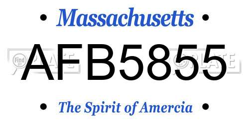AFB5855 Massachusetts License Plate