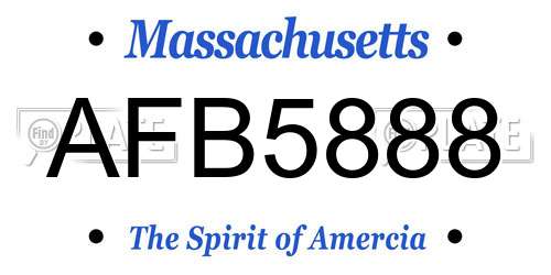 AFB5888 Massachusetts License Plate
