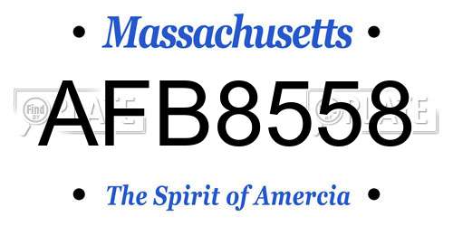 AFB8558 Massachusetts License Plate