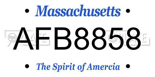 AFB8858 Massachusetts License Plate