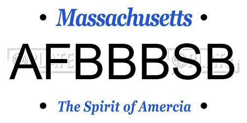 AFBBBSB Massachusetts License Plate