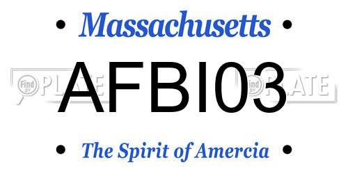 AFBI03 Massachusetts License Plate