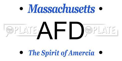 AFD Massachusetts License Plate