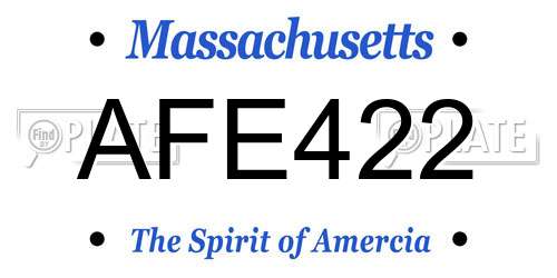 AFE422 Massachusetts License Plate
