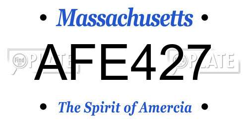AFE427 Massachusetts License Plate