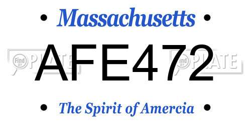 AFE472 Massachusetts License Plate