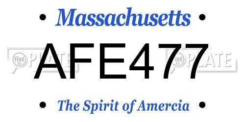 AFE477 Massachusetts License Plate