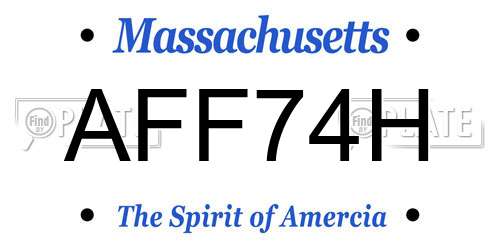 AFF74H Massachusetts License Plate