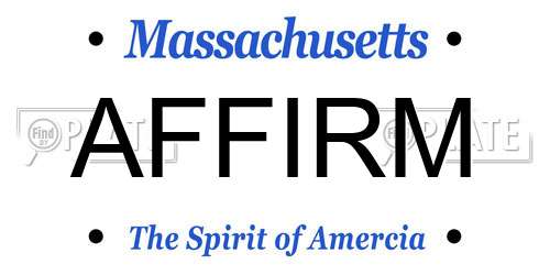 AFFIRM Massachusetts License Plate