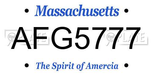 AFG5777 Massachusetts License Plate