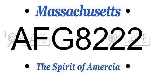 AFG8222 Massachusetts License Plate