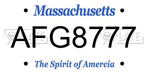 AFG8777 Massachusetts License Plate