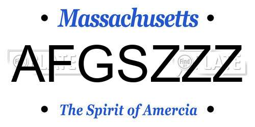 AFGSZZZ Massachusetts License Plate
