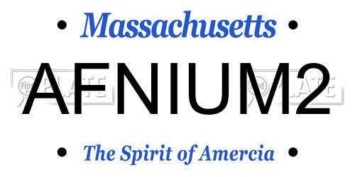 AFNIUM2 Massachusetts License Plate