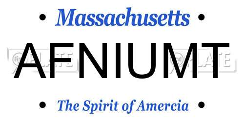 AFNIUMT Massachusetts License Plate