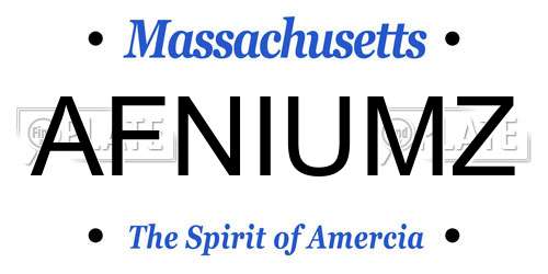 AFNIUMZ Massachusetts License Plate