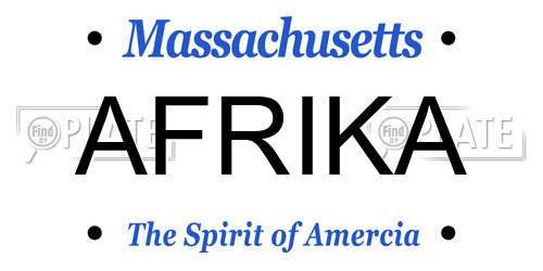 AFRIKA Massachusetts License Plate