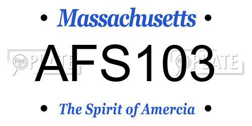 AFS103 Massachusetts License Plate