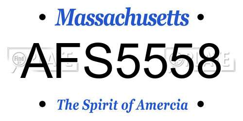 AFS5558 Massachusetts License Plate