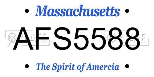 AFS5588 Massachusetts License Plate
