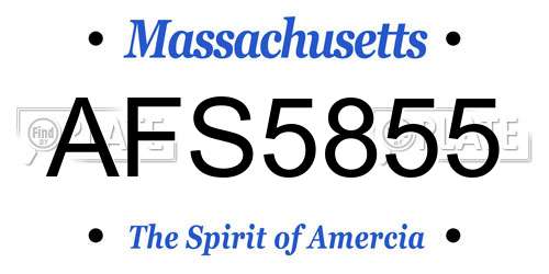 AFS5855 Massachusetts License Plate