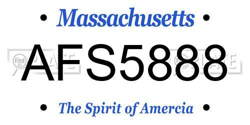 AFS5888 Massachusetts License Plate