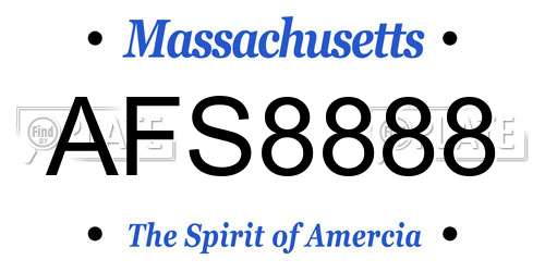 AFS8888 Massachusetts License Plate