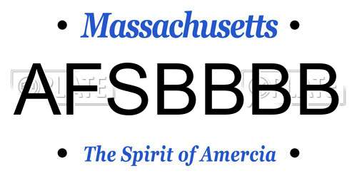 AFSBBBB Massachusetts License Plate