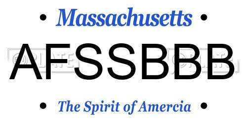 AFSSBBB Massachusetts License Plate