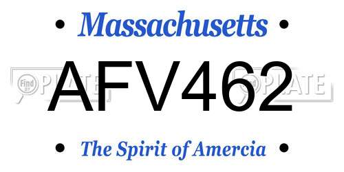 AFV462 Massachusetts License Plate