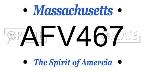 AFV467 Massachusetts License Plate