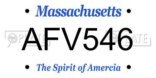 AFV546 Massachusetts License Plate