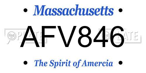 AFV846 Massachusetts License Plate