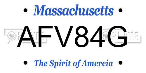 AFV84G Massachusetts License Plate