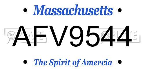 AFV9544 Massachusetts License Plate