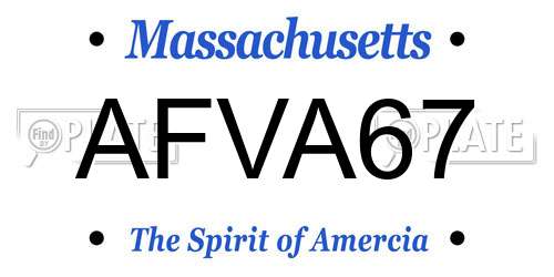 AFVA67 Massachusetts License Plate