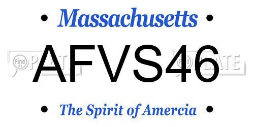 AFVS46 Massachusetts License Plate