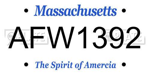 AFW1392 Massachusetts License Plate