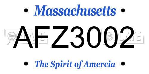 AFZ3002 Massachusetts License Plate