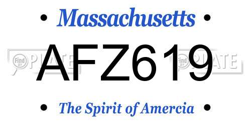 AFZ619 Massachusetts License Plate