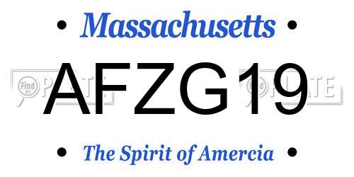 AFZG19 Massachusetts License Plate