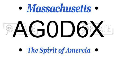 AG0D6X Massachusetts License Plate