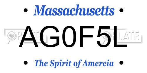 AG0F5L Massachusetts License Plate