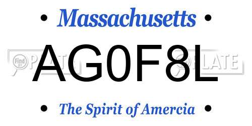 AG0F8L Massachusetts License Plate