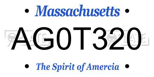 AG0T320 Massachusetts License Plate