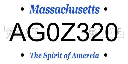 AG0Z320 Massachusetts License Plate