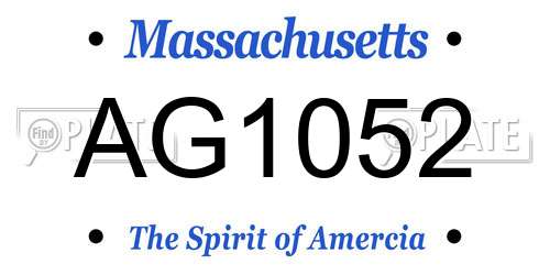 AG1052 Massachusetts License Plate