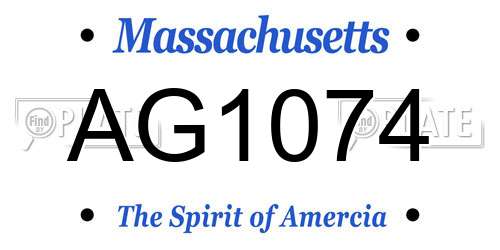 AG1074 Massachusetts License Plate